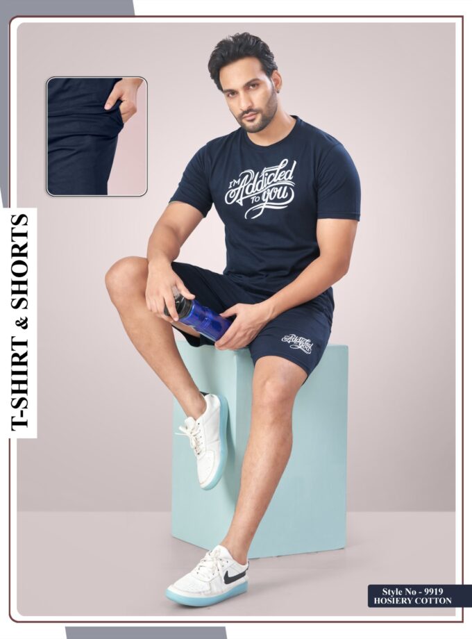 Womy Premium Men’s Night Suit Shorts – Ultra-Soft Cotton Sleepwear- Navy Blue