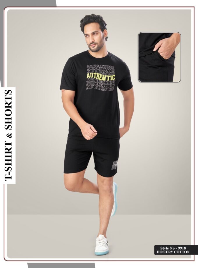 Womy Men’s Cotton Night Suit Shorts – Soft & Stylish Sleepwear - Black