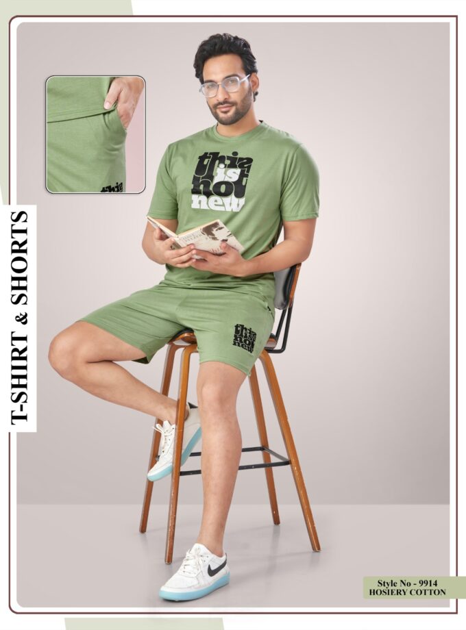 Womy Premium Men’s Night Suit Shorts – Ultra-Soft Cotton Sleepwear- Green
