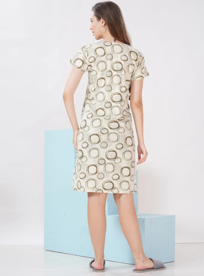 Women’s Hosiery Short Nighty – Round Neck | Soft & Stylish Sleepwear | Light Green