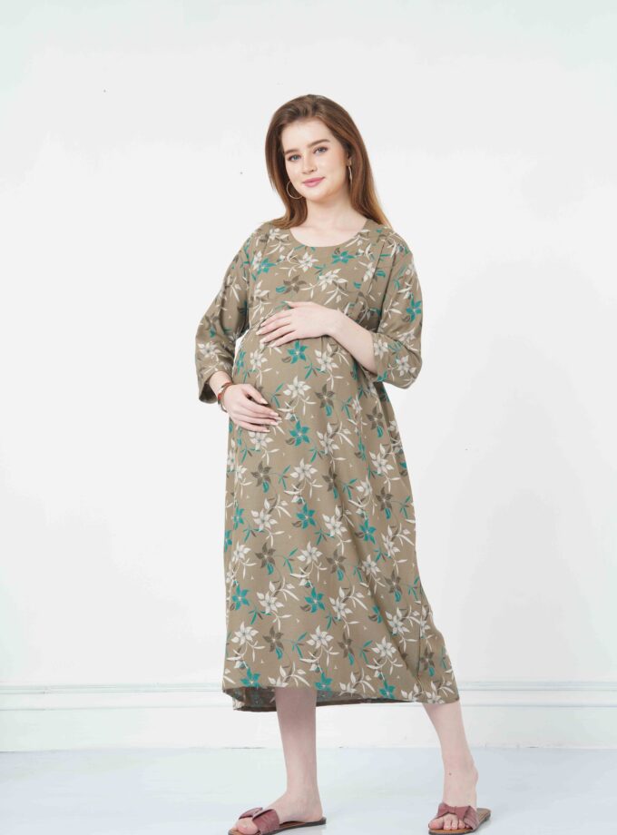 Womy Maternity & Nursing Gown | Comfortable & Feeding-Friendly (L – 2XL)