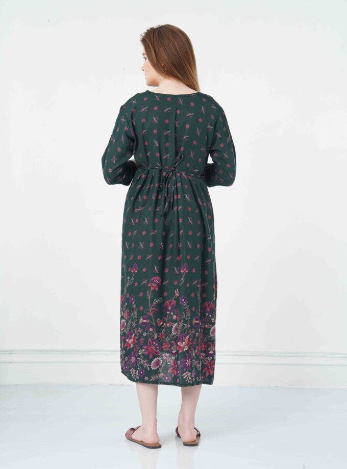 (Womy Maternity & Nursing Gown | Soft, Stylish & Feeding-Friendly (L – 2XL)(Bottle Green)