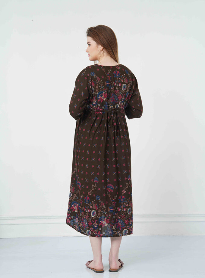 Womy Maternity & Nursing Gown | Comfortable & Feeding-Friendly (L – 2XL)(BROWN)