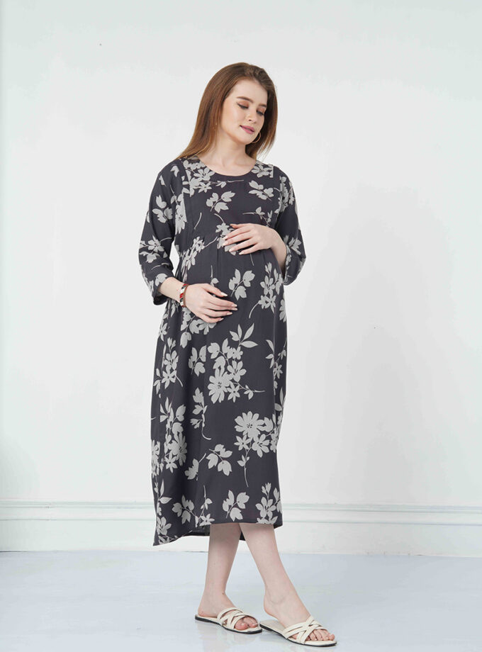 Womy Maternity & Nursing Gown | Comfortable, Feeding-Friendly Wear (L – 2XL)