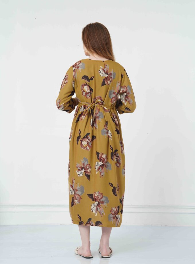 Womy Maternity & Nursing Gown | Soft, Stylish & Feeding-Friendly (L – 2XL)(MUSTARD YELLOW)