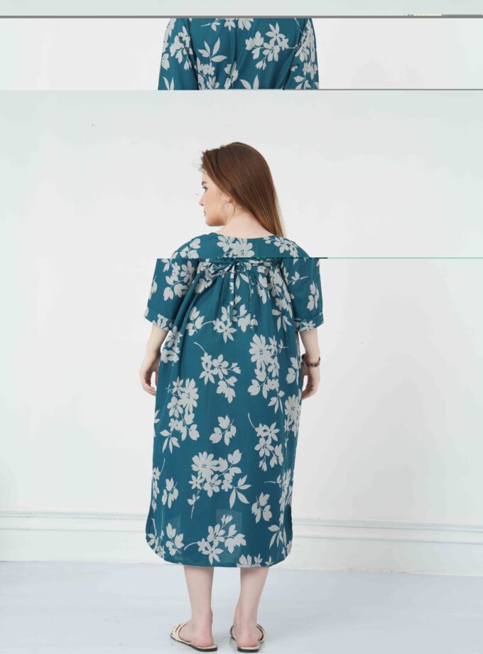 Womy Maternity & Nursing Gown | Feeding-Friendly Comfort Wear (L – 2XL)(BLUE)