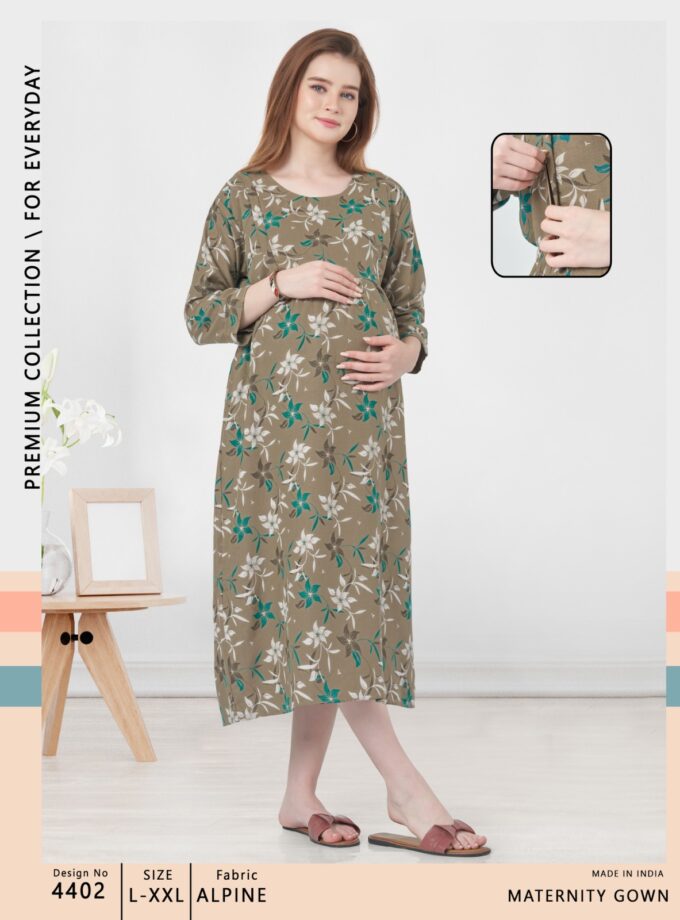Womy Maternity & Nursing Gown | Comfortable & Feeding-Friendly (L – 2XL)