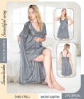 Satin Nighty with Matching Coat – 2-Piece Dark Grey
