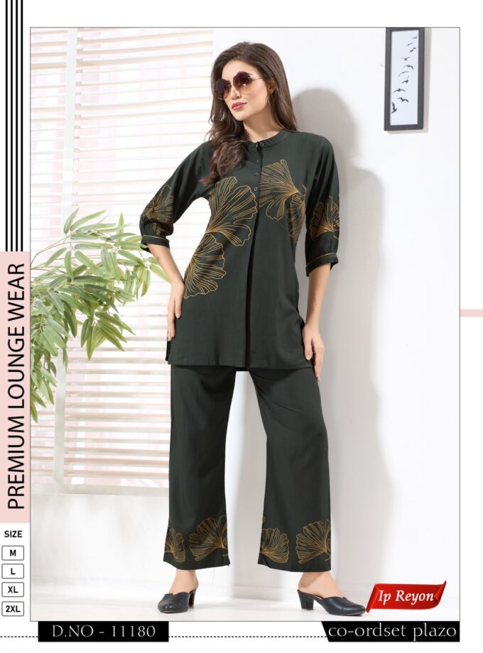 Womy IP Rayon Co-ord Set with Palazzo | Light, Stylish & Perfectly Comfy | Sizes M–2XL | 11180