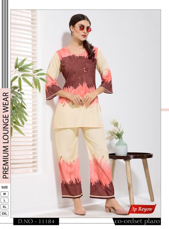 Womy IP Rayon Co-ord Set with Palazzo | Graceful. Breezy. Stylish. | 11184