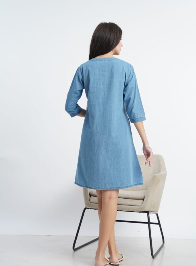Womy Premium Denim Short Nighty for Women – Soft Denim Fabric, Comfortable Fit & Stylish