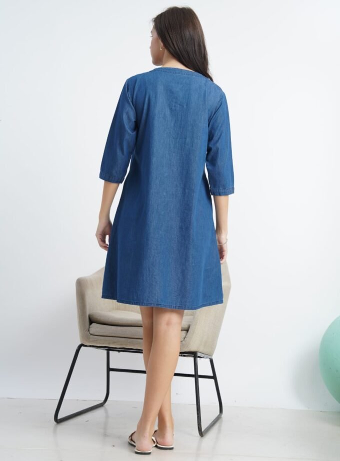 Womy Premium Denim Short Nighty for Women – Soft Denim Fabric, Comfortable Fit & Stylish
