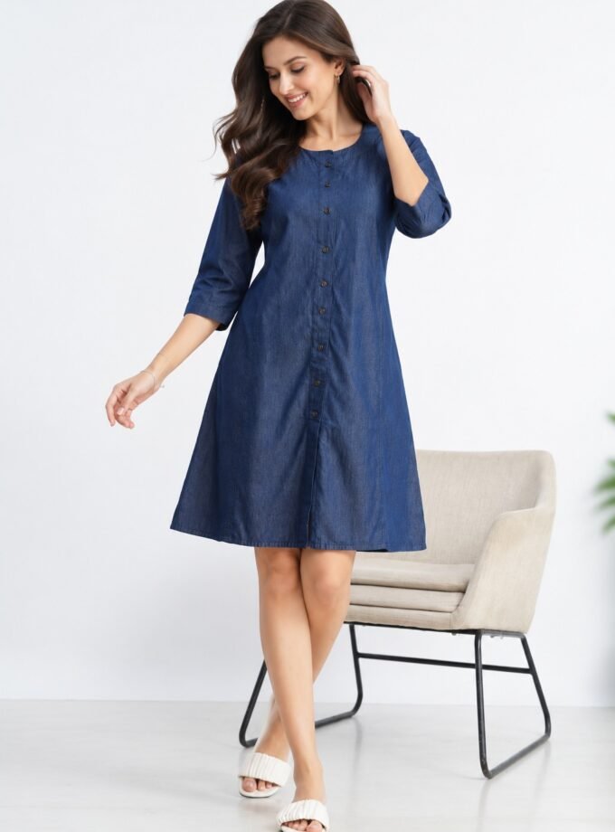 Womy Premium Denim Short Nighty for Women – Soft Denim Fabric, Comfortable Fit & Stylish