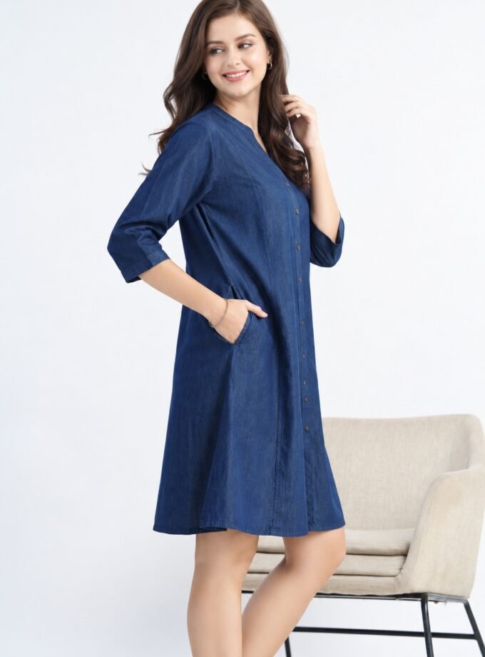 Womy Premium Denim Short Nighty for Women – Soft Denim Fabric, Comfortable Fit & Stylish