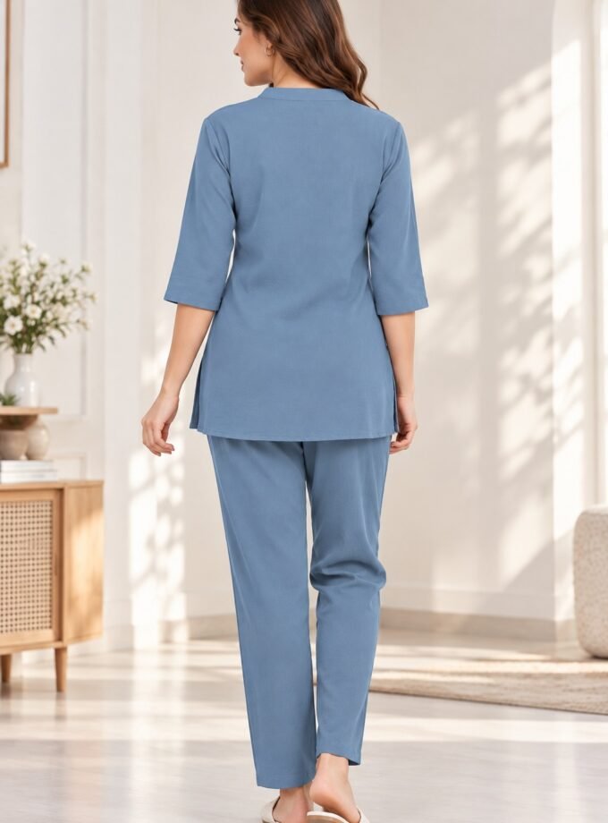 Womy Rayon Slub Coord Set for Women – Stylish Long Top, Comfortable Fit & Trendy Everyday Wear